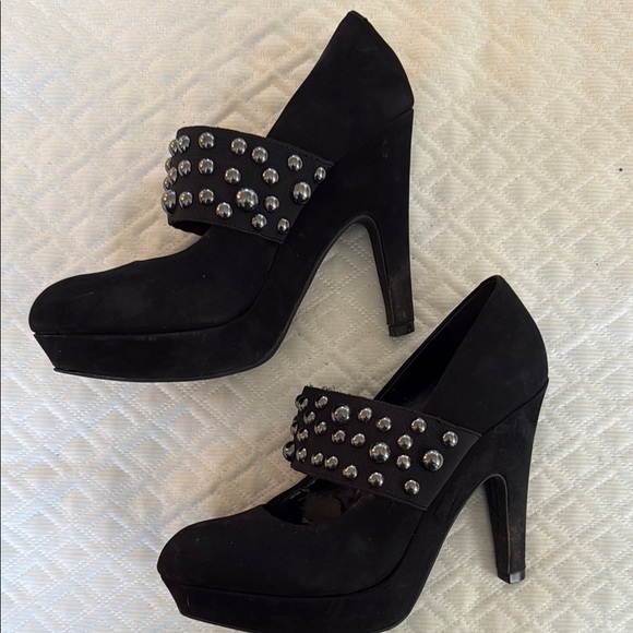 Gianni Bini Black Mary-Jane Studded Heels - Picture 3 of 11